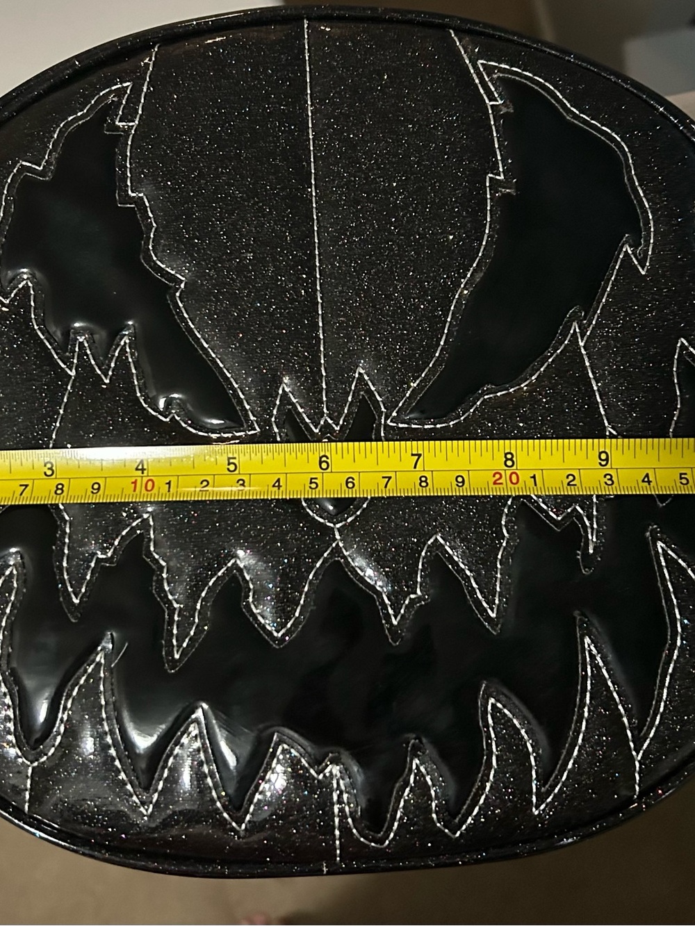 Love Pain and Stiches Pumpkin Kult two sided Black Glitter Crossbody Bag - Picture 4 of 6